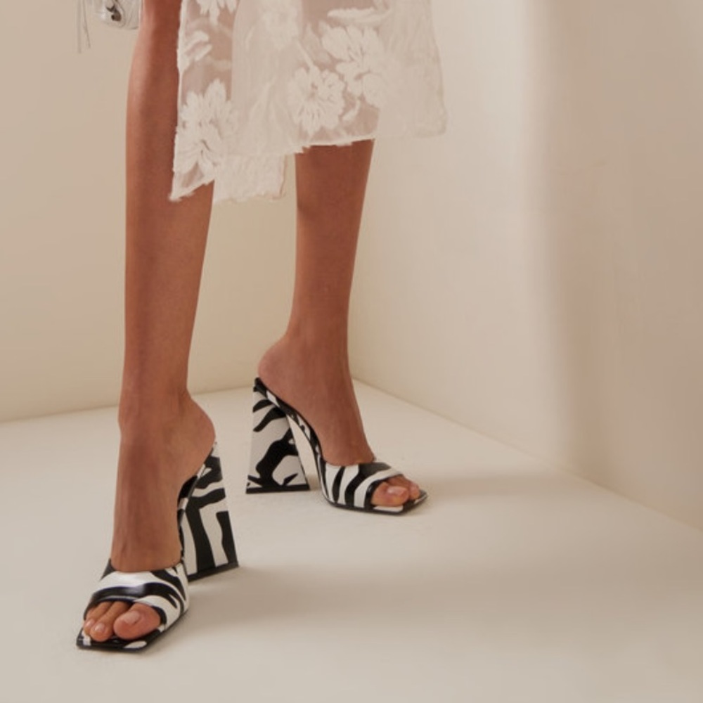 The Attico Devon 115MM Zebra-Print Leather Mules!